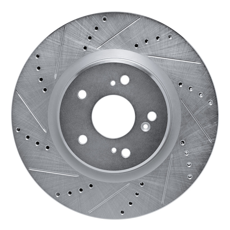Acura RDX Brake Rotor (1) - Front Left - R1 Concepts - Drilled & Slotted - Silver - `19-`25